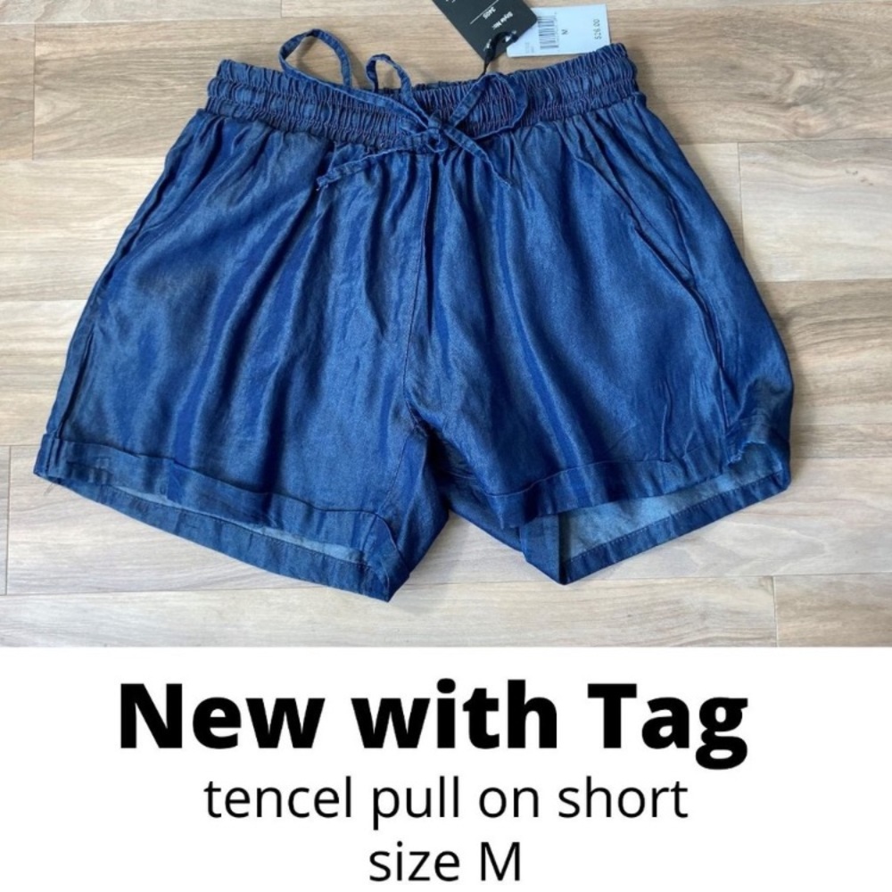 short tencel pull on elastic waist short with pockets casual size M - Picture 4 of 17